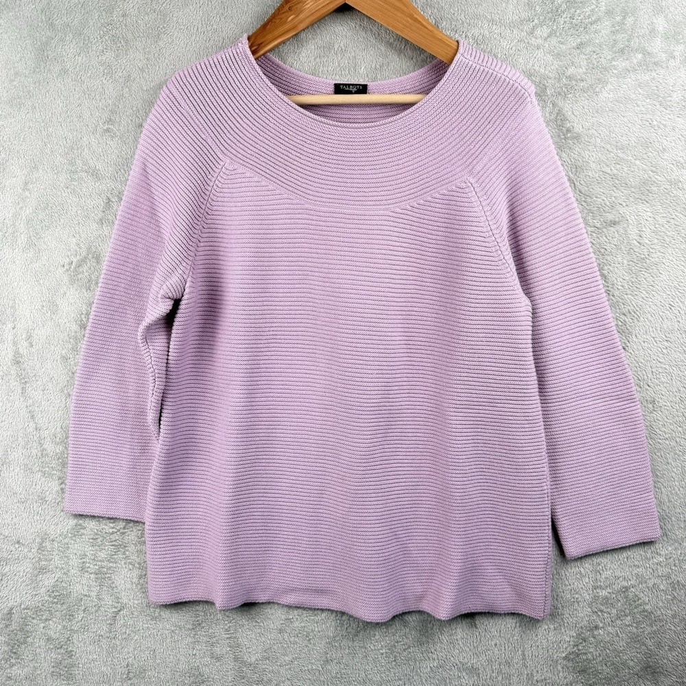 Talbots Knit Wide Scoop Neck Sweater Womens 1X Pink Basic Closet Staple Career